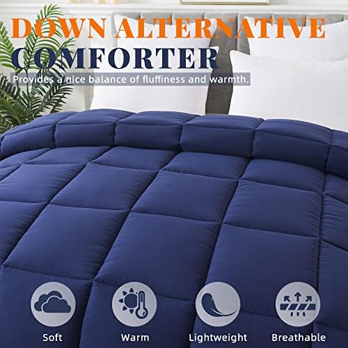 Down Alternative Comforter Blue/Grey Twin Size - All Season Duvet Insert