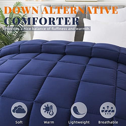 Down Alternative Comforter Blue/Grey Twin Size - All Season Duvet Insert