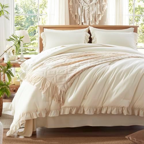 Anluoer Twin Comforter Set 5 Piece,Ruffle Bed in a Bag Twin Bedding Sets