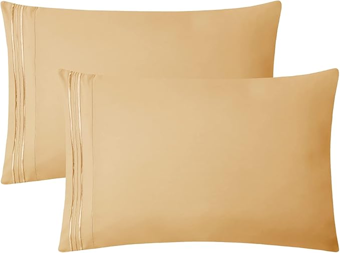 Clara Clark Premier 1800 Series 4pc Bed Sheet Set - Queen, Camel Gold