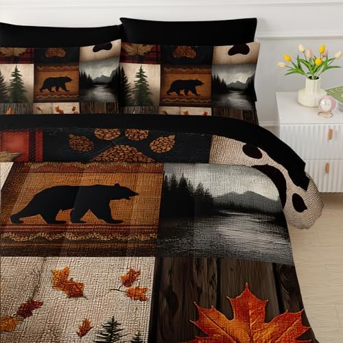 QOOMO Western Rustic 7 Pieces Comforter Set Full Size,Hunting Bedding Set