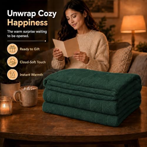 Electric Heated Blanket Full Size 72"x84", Grass Green