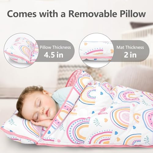Primlect Toddler Nap Mat with Pillow, Thickened Extra Large Sleeping Bag