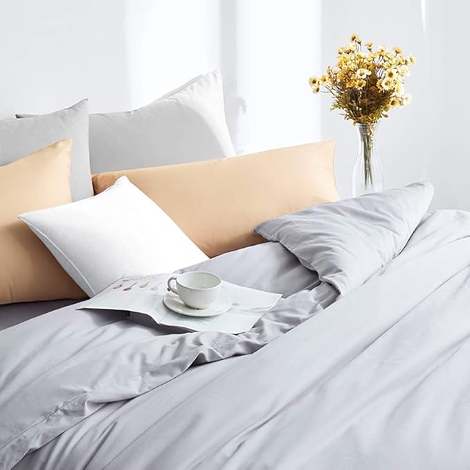 FLXXIE King Pillow Cases Set of 2, Soft Microfiber Pillow Covers with Envelope Closure, Wrinkle, Fade and Stain Resistant Pillowcases, 20x36, Light Grey