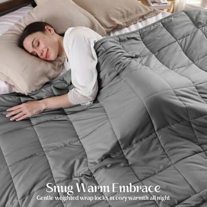 Smart Queen Weighted Blanket 20lbs (60”x80”,Grey) Full Size Soft Cooling Heavy Blanket for Sleeping, Breathable All Season Comfort with Premium Glass Beads,Machine Washable