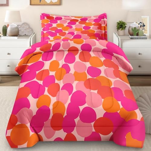 Pamnest Twin Comforter Set, 2 Pieces Pink Orange Bedding, All Season