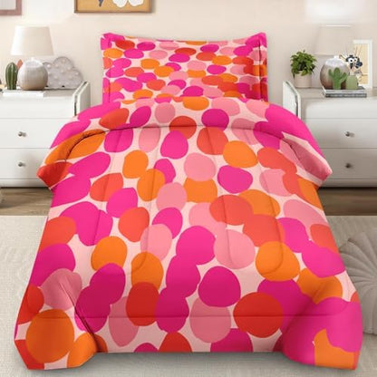 Pamnest Twin Comforter Set, 2 Pieces Pink Orange Bedding, All Season