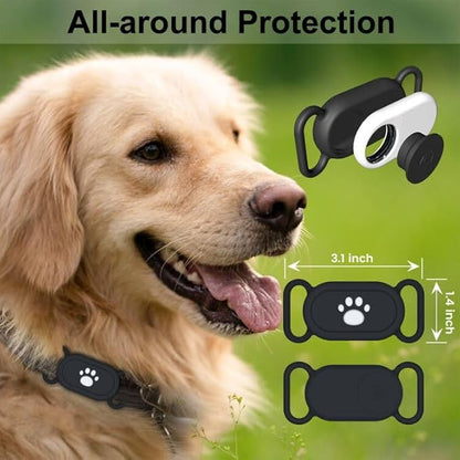 for Samsung Galaxy SmartTag2 Dog Collar Holder, 2 Pack Waterproof Anti-Lost Silicone Case for Galaxy Smart Tag 2 for Pet Dog Cat Collars (Black/Black)