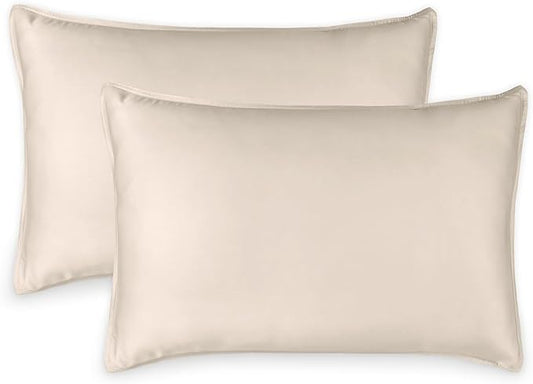 Queen Pillowcases by Pure Bamboo, Genuine 100% Organic Viscose Derived from Bamboo, Luxuriously Soft & Cooling, Double Stitching, Envelope Closure (2 Queen Pillowcases, Creme)