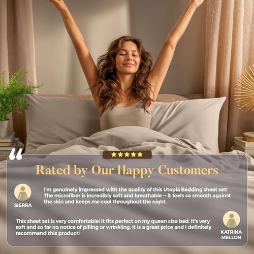Utopia Bedding Twin Sheet Set – 3 Piece Bed Sheets for Twin Size Bed, Soft and Breathable Microfiber, Includes 1 Fitted Sheet, 1 Flat Sheet and 1 Pillowcase (Beige)