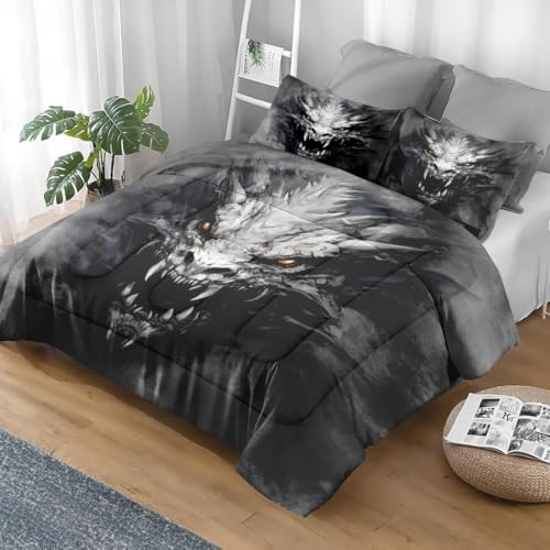 Pamnest Queen Comforter Set, 3 Pieces Dragon Gray Bedding, All Season