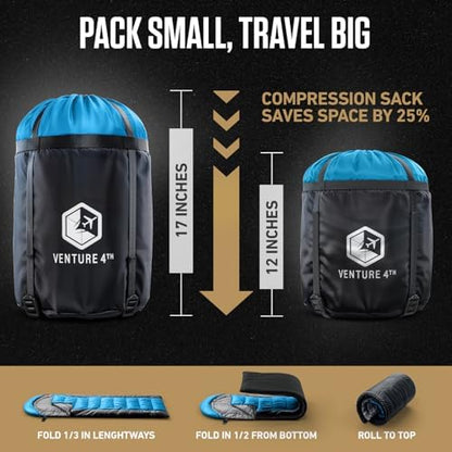 VENTURE 4TH Backpacking Sleeping Bag for Camping - Single, XXL & Double