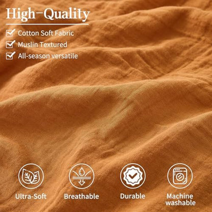 MEISHANG Muslin Duvet Cover Queen Size - 100% Organic Cotton