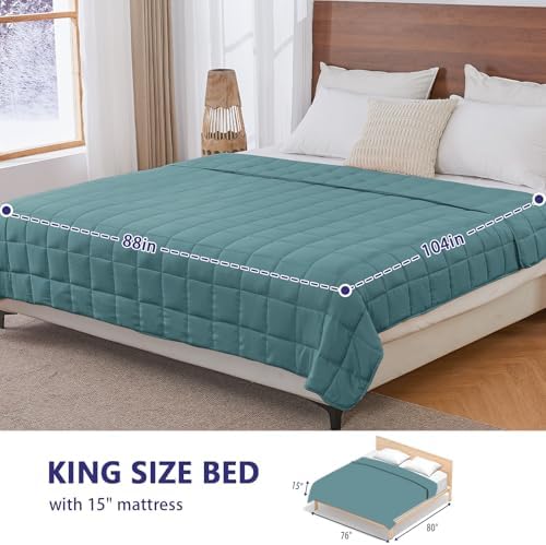yescool King Size Weighted Blanket for Adults 25lbs, 88” x 104”, Teal