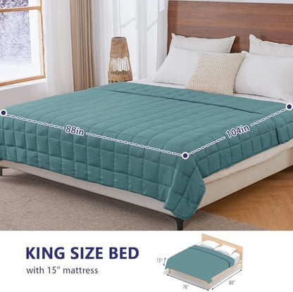 yescool King Size Weighted Blanket for Adults 25lbs, 88” x 104”, Teal