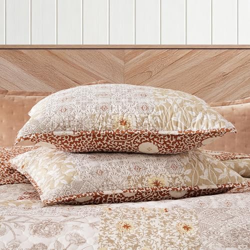 King Quilt Set-3 Pieces Soft Bedding Lightweight Floral Patchwork Coverlet