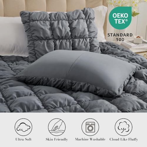 Amélie Home King Bubble Comforter Set, Soft, Charcoal Grey, 3-Piece