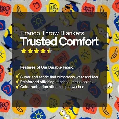 Franco Kids Bedding Super Soft Plush Throw Blanket, Minions The Rise of Gru, 46 in x 60 in (Pack of 6)
