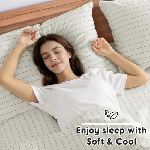 SONORO KATE 100% French Linen Queen Size Sheets Set,Natural Flax Bedding
