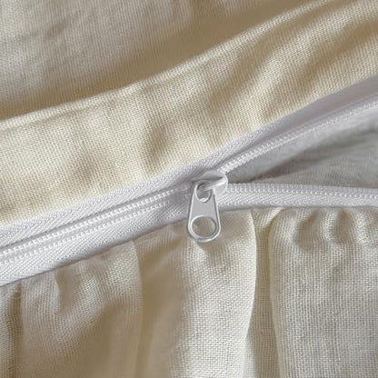 VM VOUGEMARKET Muslin Cotton Duvet Cover Queen Chic Floral Duvet Cover with Romantic Ruffles Soft Linen Like Gauze Comforter Cover with Zip Closure and Corner Ties- 90"x90"