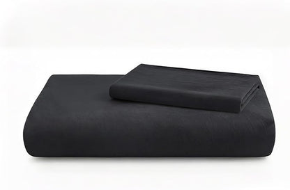LOVQUE Black Duvet Cover Twin Size, 100% Washed Cotton Linen Like Bedding Set with Zipper Closure (No Comforter), 68x90 Inches