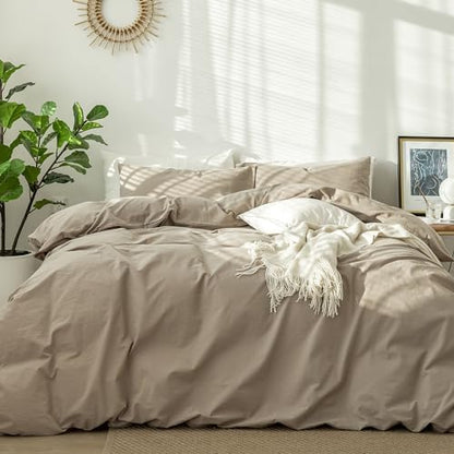 MooMee Duvet Cover Set 100% Washed Cotton Linen Like Oversized King