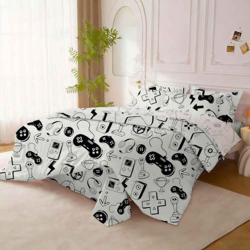 SDY 7 Piece Gamer Bedding Set Full - Cozy Gaming Comforter Sets and Gamer Bed Set for Boys, Bed in a Bag Full, Suitable for Girls and Kids