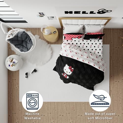 Hello Kitty Bedding Super Soft Cozy Microfiber Reversible Comforter, Queen, (Officially Licensed Product) By Franco Collectibles