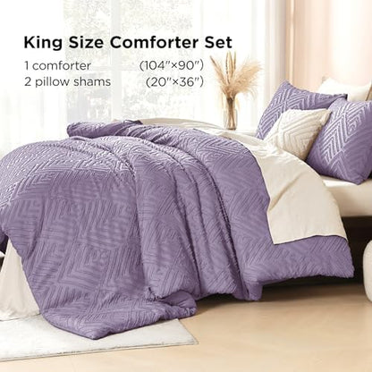 Litanika King Size Comforter Set, 3 Pieces Tufted Boho Bedding Set