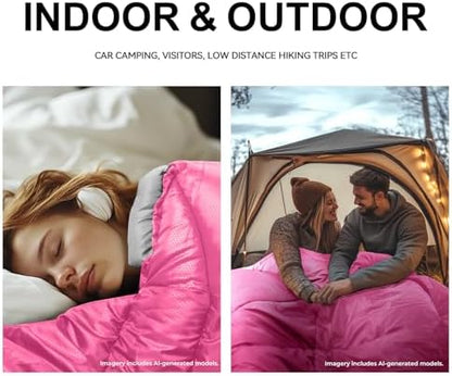 Sleeping Bags for Adults Teens, 4 Season Camping Sleeping Bag Waterproof,Machine Washable Backpacking Gear for Cool Weather,Outdoor Tent Hiking Hunting,with Compression Sack,86.6x31.5