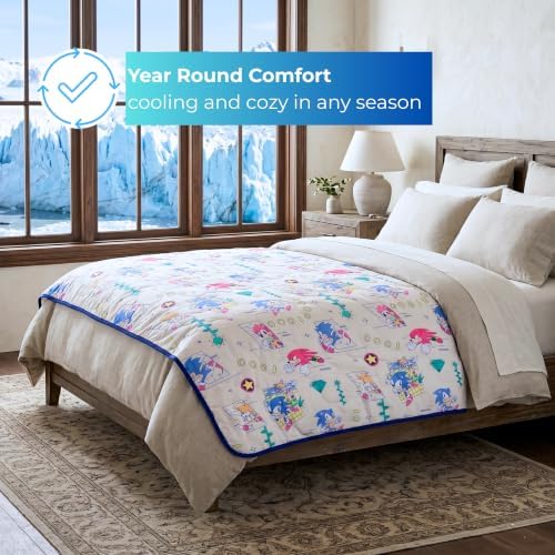 Sonic The Hedgehog Anime Cooling Throw Blanket for Hot Sleepers, 50 x 70 Inch Lightweight All-Season Throw, Soft Breathable Cooling Fabric for Couch, Bed, (Officially Licensed Product) by Franco Calm