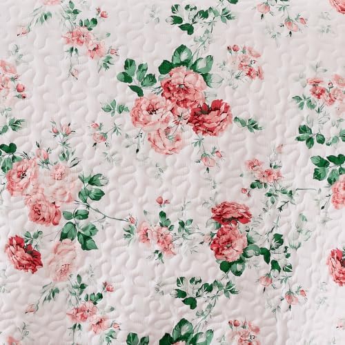 EXQ Home Printed Quilt Set Full Queen Size Pink Daphne Bedspread Set
