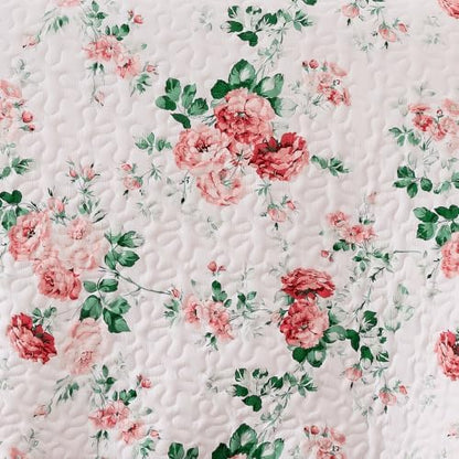 EXQ Home Printed Quilt Set Full Queen Size Pink Daphne Bedspread Set