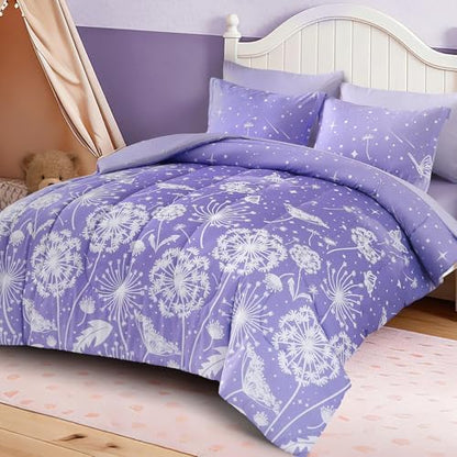 Dinjoy Girls Comforter Set 5 Pieces, Twin Size Colorful Ombre Rainbow Bedding Set, Bed in A Bag for Kid Teen Girls (1 Comforter, 1 Flat Sheet, 1 Fitted Sheet, 1 Pillow Shams, 1 Pillowcases)