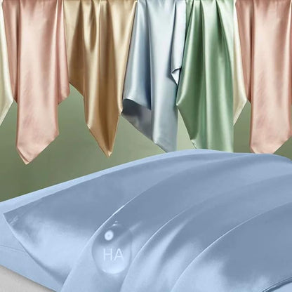 Silk Pillowcase for Hair and Skin, Mulberry Silk Pillow Cases Standard Size, Anti Acne Cooling Sleep Both Sides Natural Silk Satin Pillow Case Covers with Hidden Zipper, Gifts for Women Men, Haze Blue