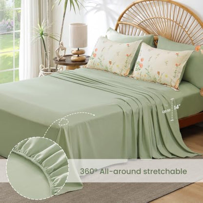 Yiran Beige Floral Comforter Set Queen Size, 7 Piece Cute Comforters Bed in a Bag Khaki Flower, Soft Coquette Cottagecore Aesthetic Botanical Bedding Set with Sheets for Women Girls
