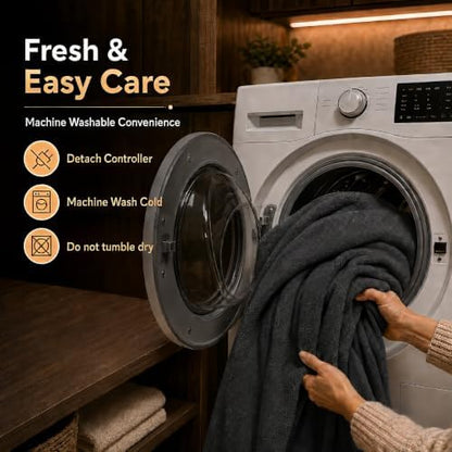 Electric Heated Blanket 84"x90" Queen Size, Iron Grey