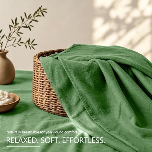 MEISHANG 100% French Linen Sheets California King,4 Pcs,16" Deep Pocket