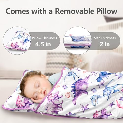 Primlect Toddler Nap Mat with Pillow, Thickened Extra Large Sleeping Bag