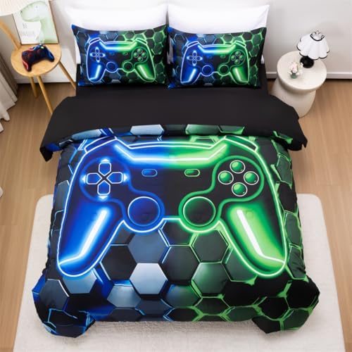 NTBED 5pcs Twin 3D Gaming Comforter Set for Boys Kids Gamer Bedding Sets