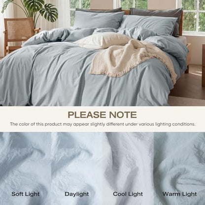 100% Pure Linen Blend 4 Piece Sheet Set, Cooling and Breathable Flax Bed Sheets for Hot Sleepers, All Season Comfort, Anti-Tear and Durable Bedding, 18 Inch Deep Pocket(Cornflower Blue,Queen)