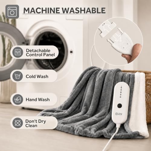 Heated Throw Blanket, 50"x60", Gray
