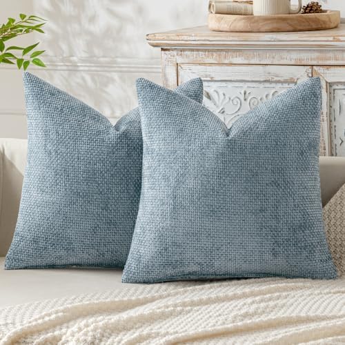 MIULEE Decorative Couch Throw Pillow Covers 18x18 Inch Coastal Blue 2 Pack