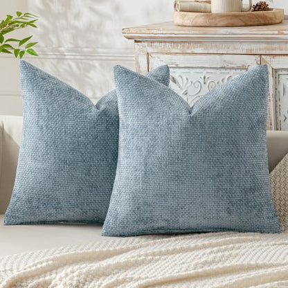 MIULEE Decorative Couch Throw Pillow Covers 18x18 Inch Coastal Blue 2 Pack