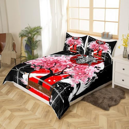 Feelyou Cherry Blossoms Duvet Cover King Size Boys Girls Teens