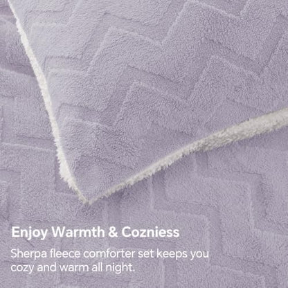 BEDELITE Fluffy Sherpa King Comforter Set,Lavender