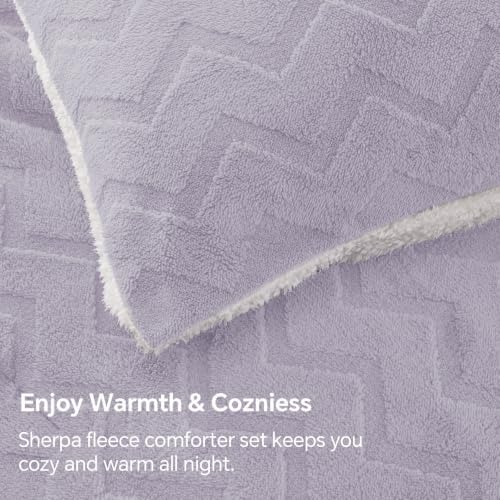 BEDELITE Fluffy Sherpa Twin Comforter Set,Lavender