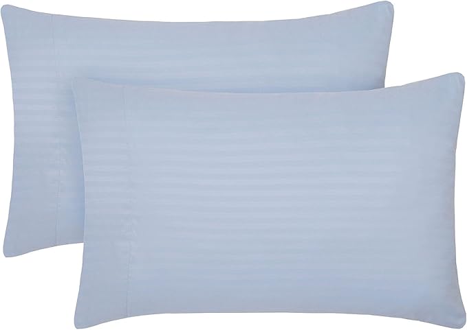 Mellanni Pillow Cases - Luxury, Extra Soft, Cooling Pillow Covers - 2 PC Iconic Collection Pillowcases - Envelope Closure (King 20" x 40", Striped Light Blue)