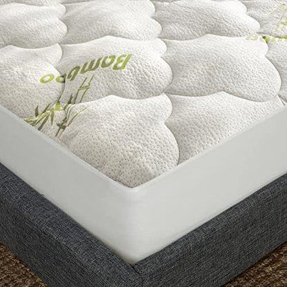 Twin Mattress Cover Air Mattress Topper, Viscose Made from Bamboo Mattress Pad for Kids, Soft Breathable and Noiseless Pillow Top Mattress Fits up to 16 inch