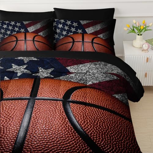 QOOMO Basketball Comforter Set Full,7-Piece Kids Bedding Set for Boys